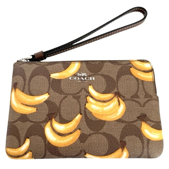 Coach Wristlet Signature Canvas Banana Print - Picture 1 of 9